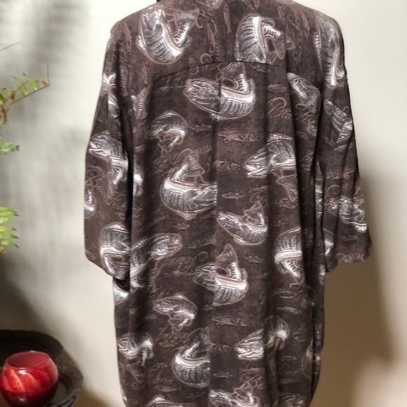 Puritan collared button down shirt with fish large mouth Bass size Large 42 - 44 - Picture 3 of 9